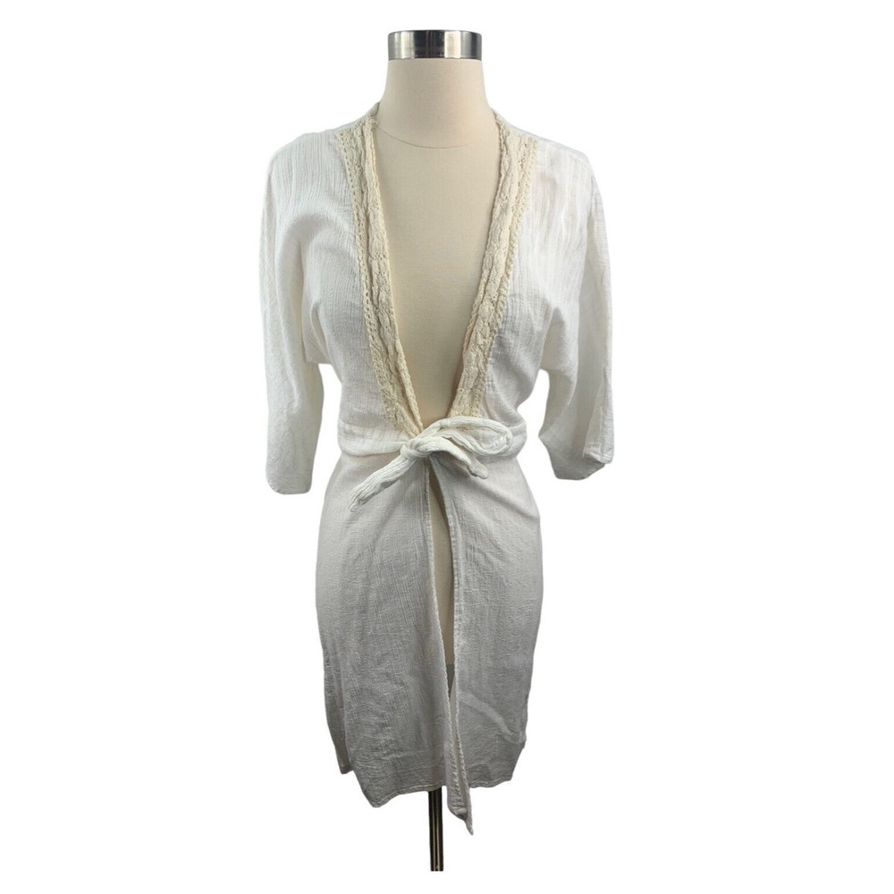 WATER WATER EVERY WEAR Swimsuit Cover-up sz M Cardigan Weave Over Waist Tie